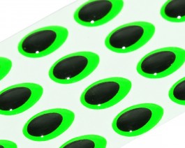 3D Epoxy Teardrop Eyes, Fluo Green, 9 mm